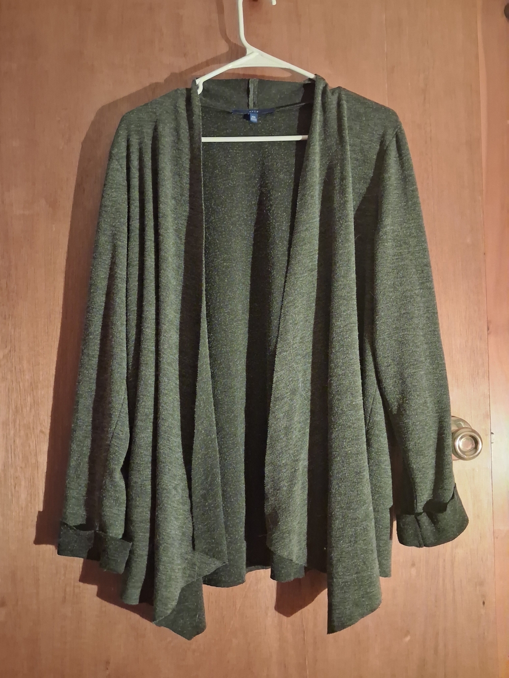 Apt. 9 Grey Open-Front Draped Cardigan